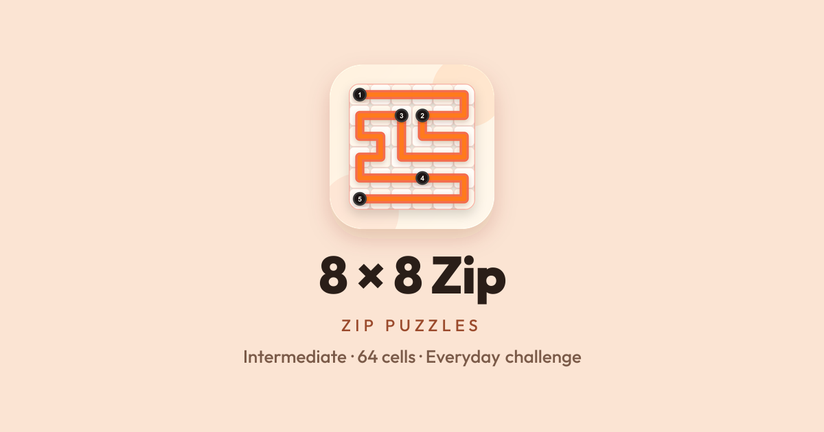 8x8 Zip Puzzle: Intermediate Number Path Challenge